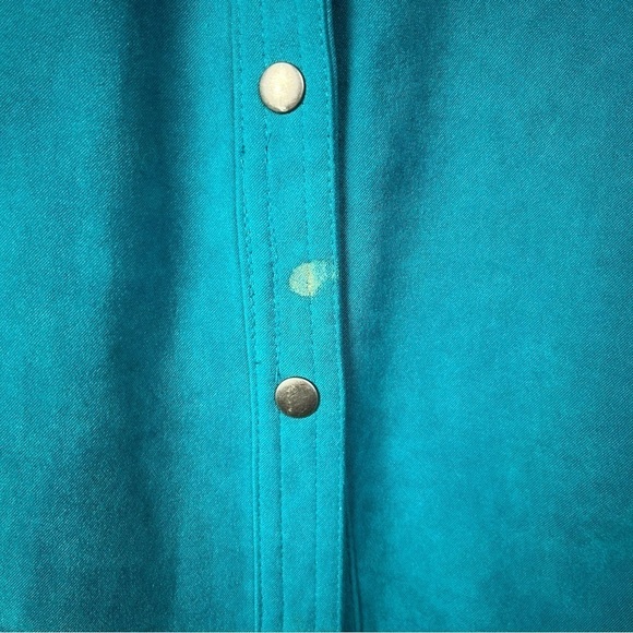 JM Collection Teal Blue Faux Suede Long Sleeve Button Down L - Picture 7 of 7